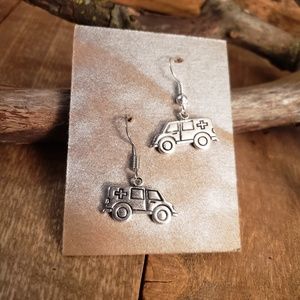 Silver Paramedics Nurse ER Ambulance earrings Medical~1st Responder~EMT~RN Gift